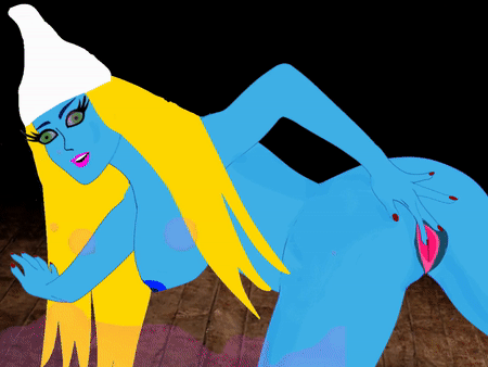 Sexy Smurfette on all fours fingering pussy