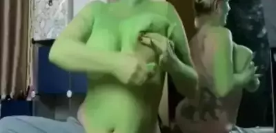 She-Hulk Body paint cosplay - under boob | Daisy Chain Cosplay